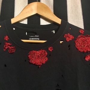 Distressed French Lace Rose T-Shirt